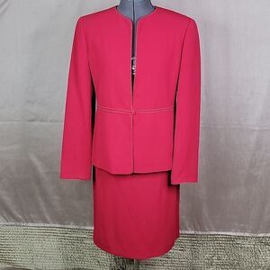 JONES‎ NEW YORK Fuchsia 2 PC. Suit Skirt Set Jacket Size 6;  Skirt Size 8